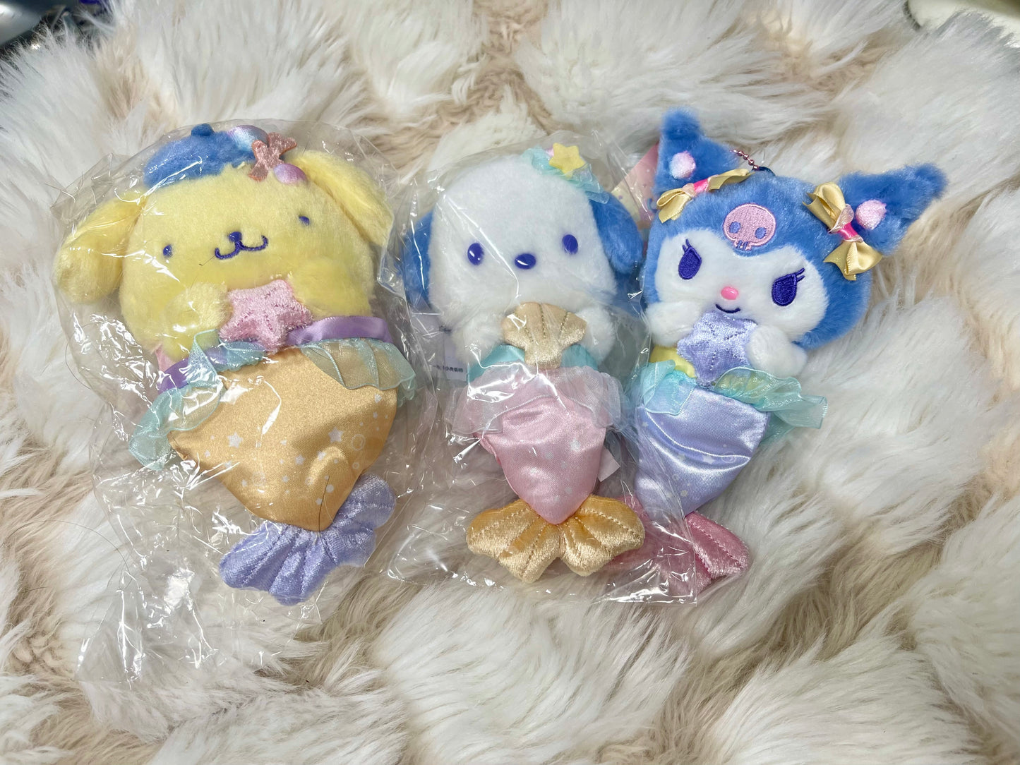 Sanrio Kuromi pompompurrin pocchaco mermaid keychain plush