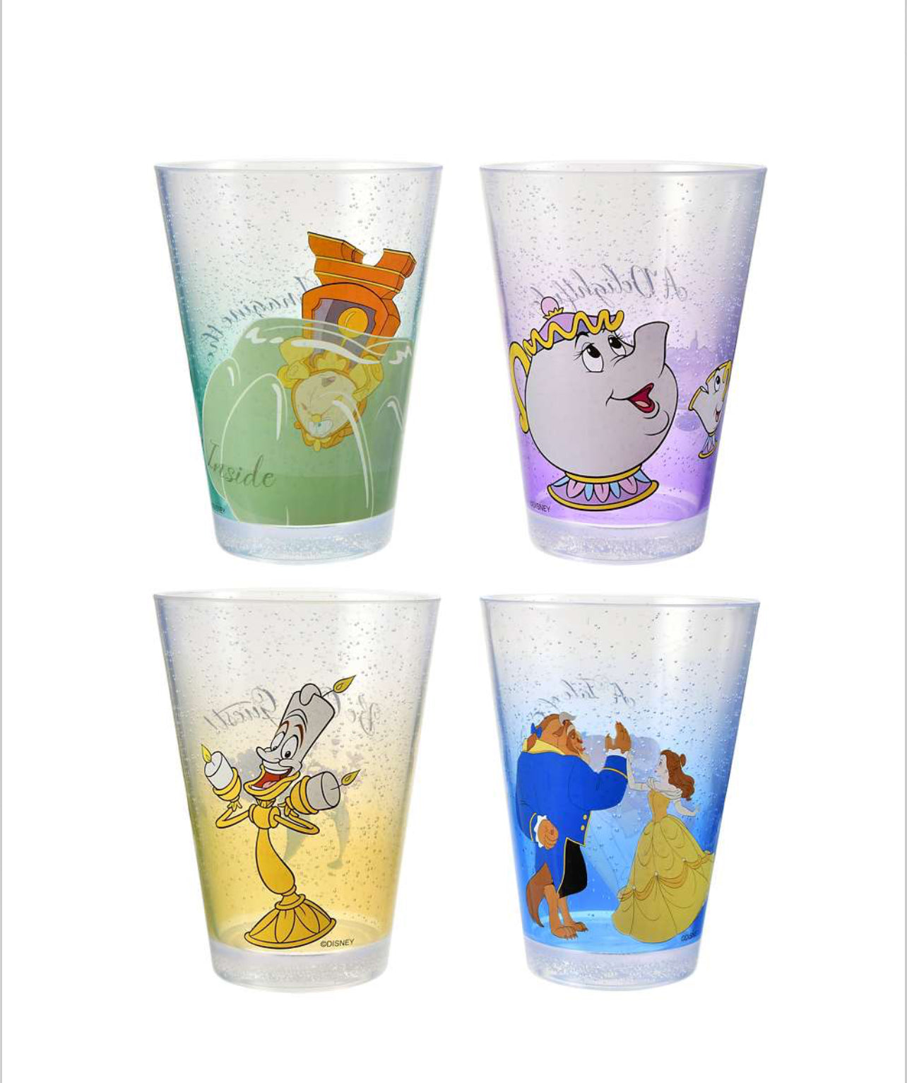 Disney store beauty and the beast plastic cups