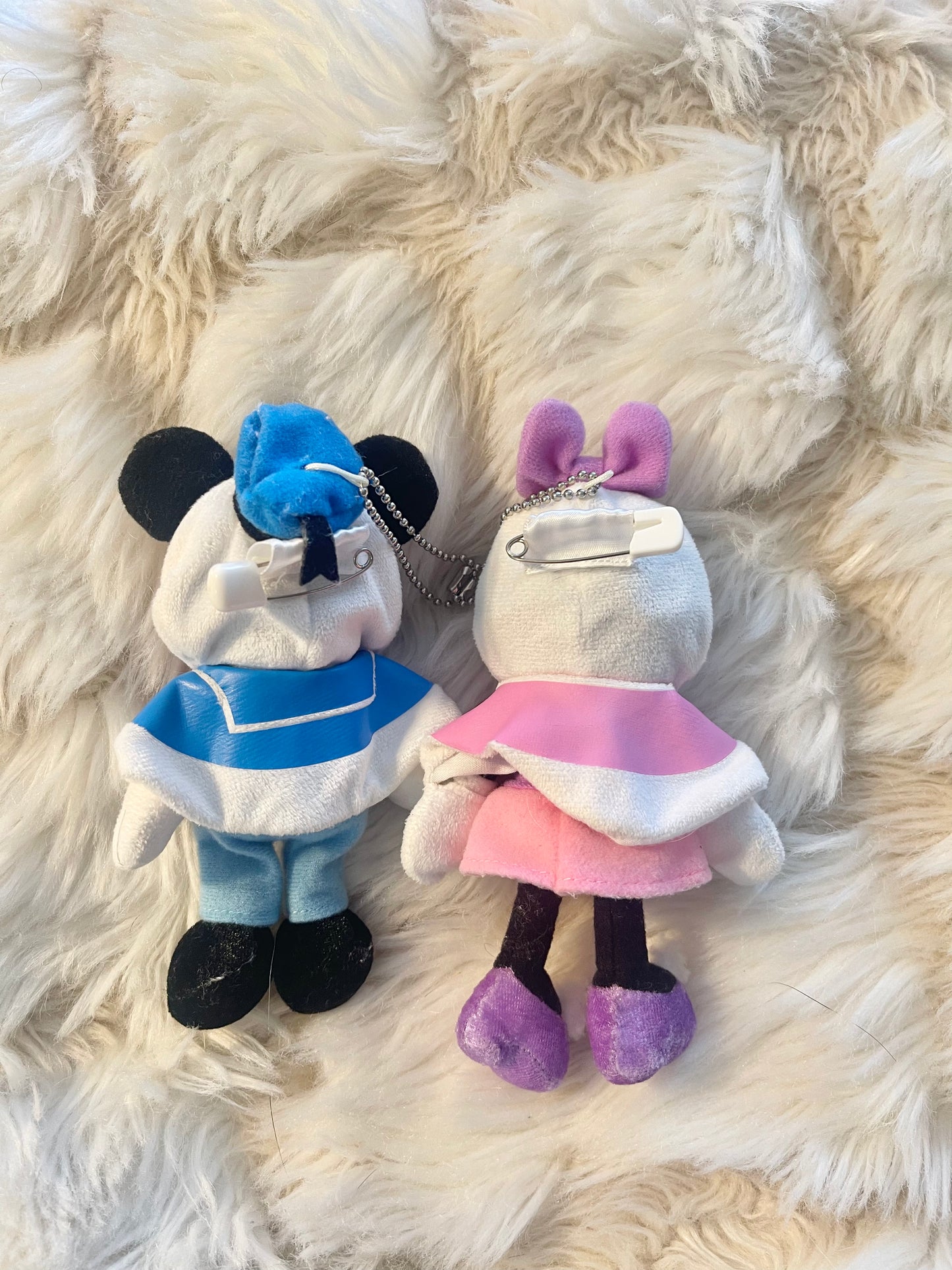 Tokyo Disney Mickey and Minnie Donald and Daisy Duck dress up keychain badge plush