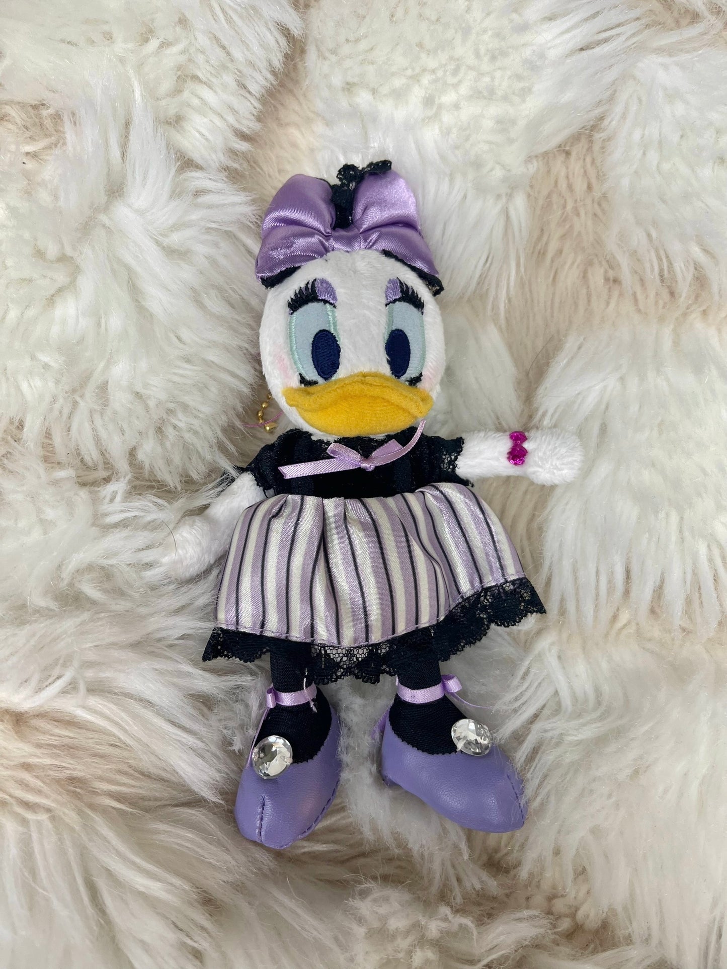 Goth Daisy Duck keychain plush