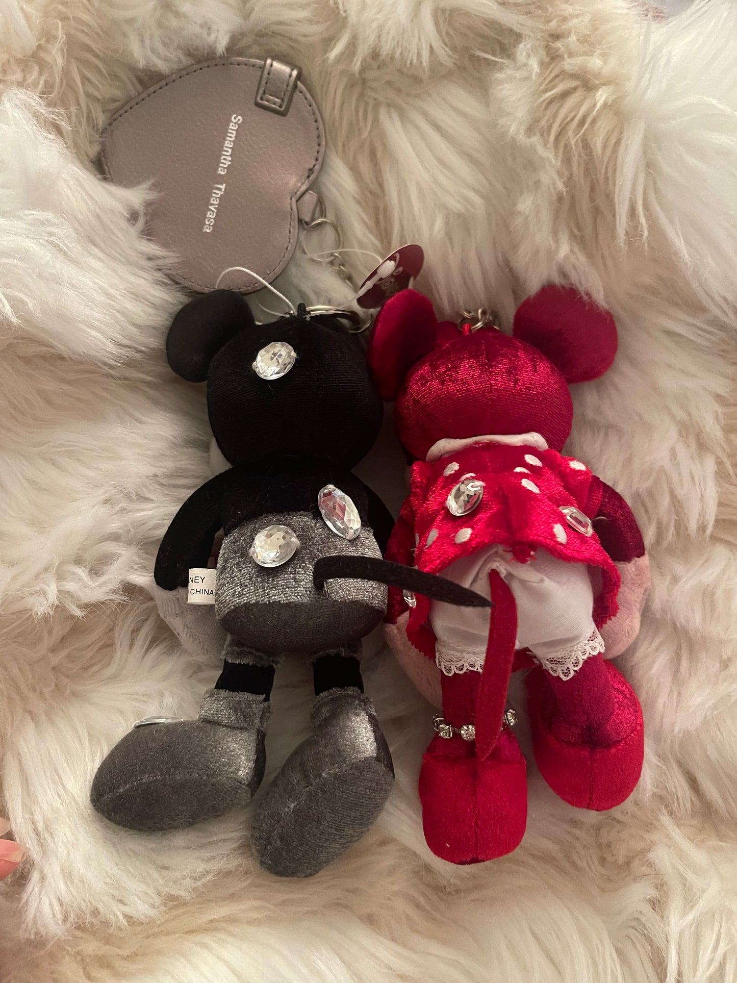 Samantha Thavasa Mickey and Minnie keychain plush badge