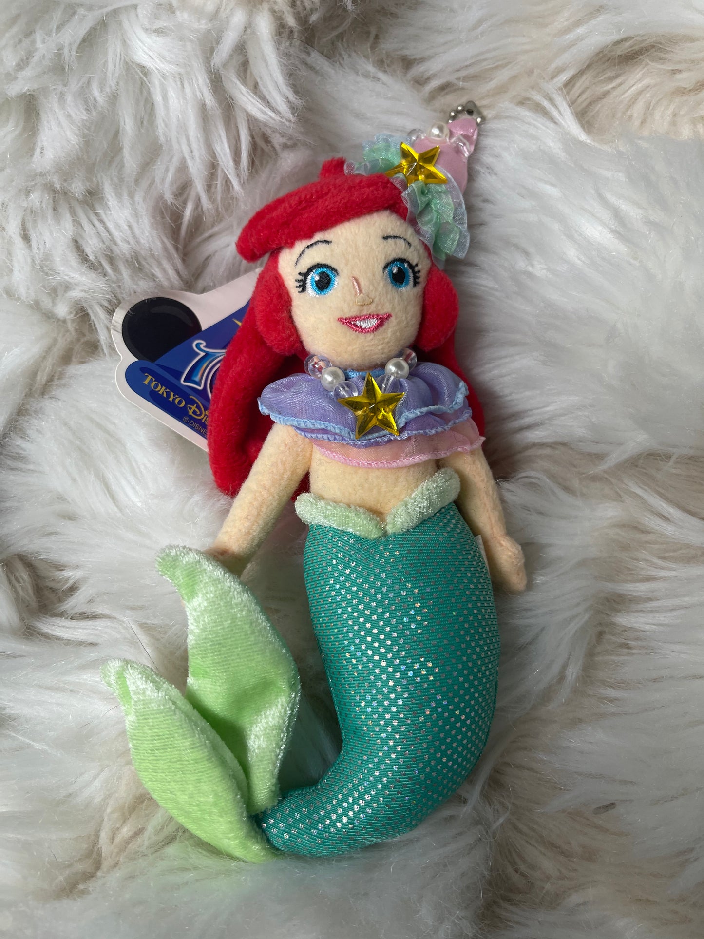 Tokyo Disney sea 10th anniversary Ariel mermaid keychain plush badge