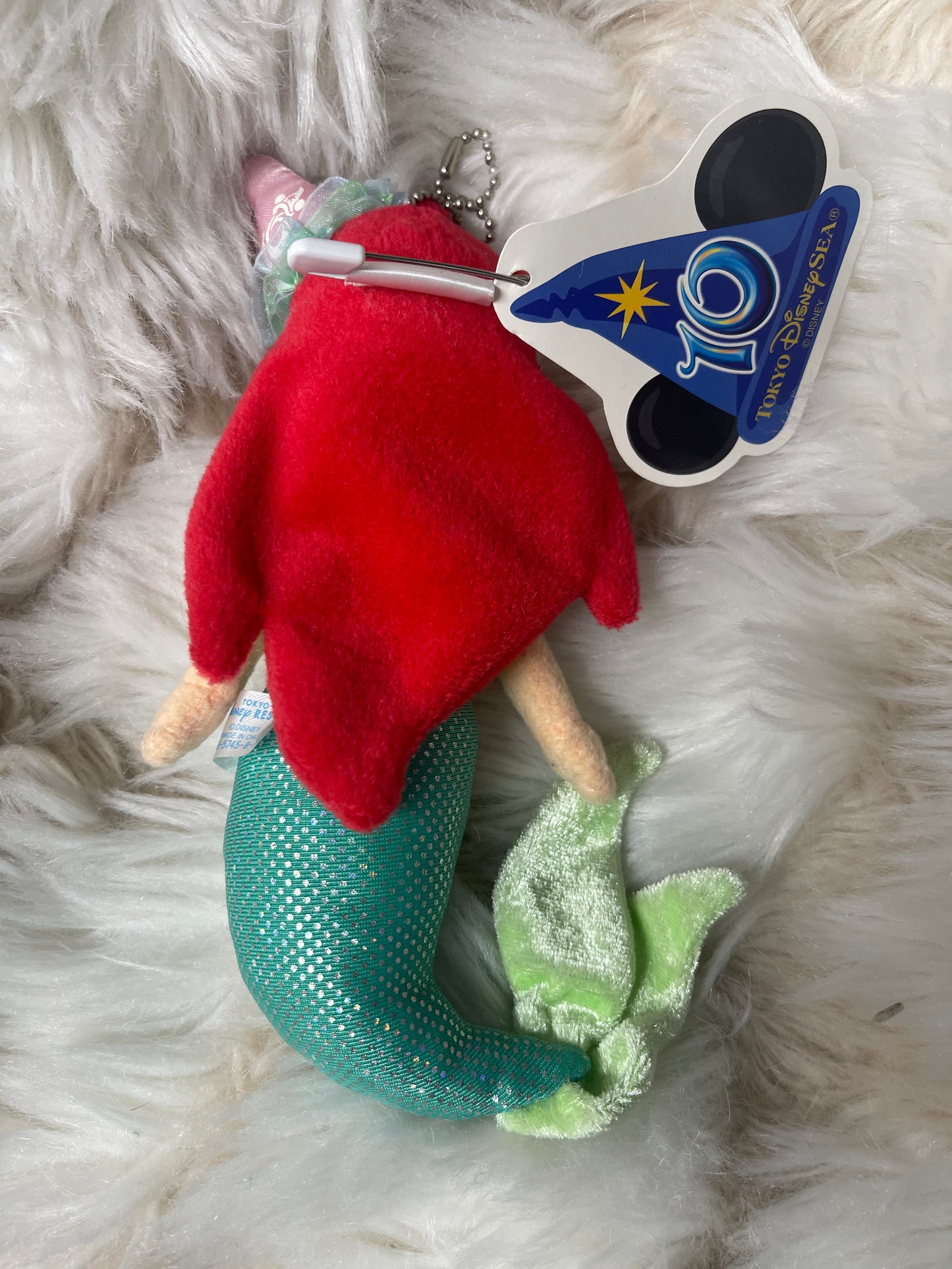 Tokyo Disney sea 10th anniversary Ariel mermaid keychain plush badge