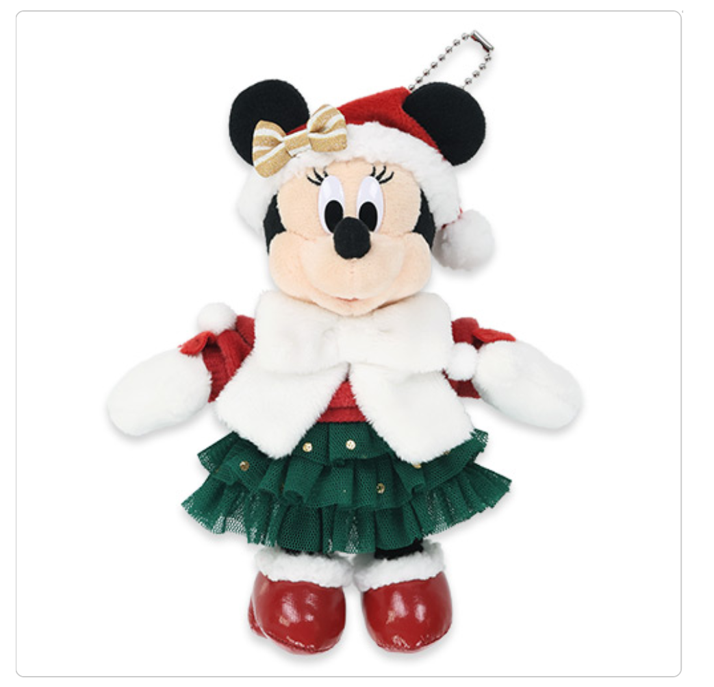 2025 Tokyo Disney Christmas Mickey and Minnie Keychain badge plush