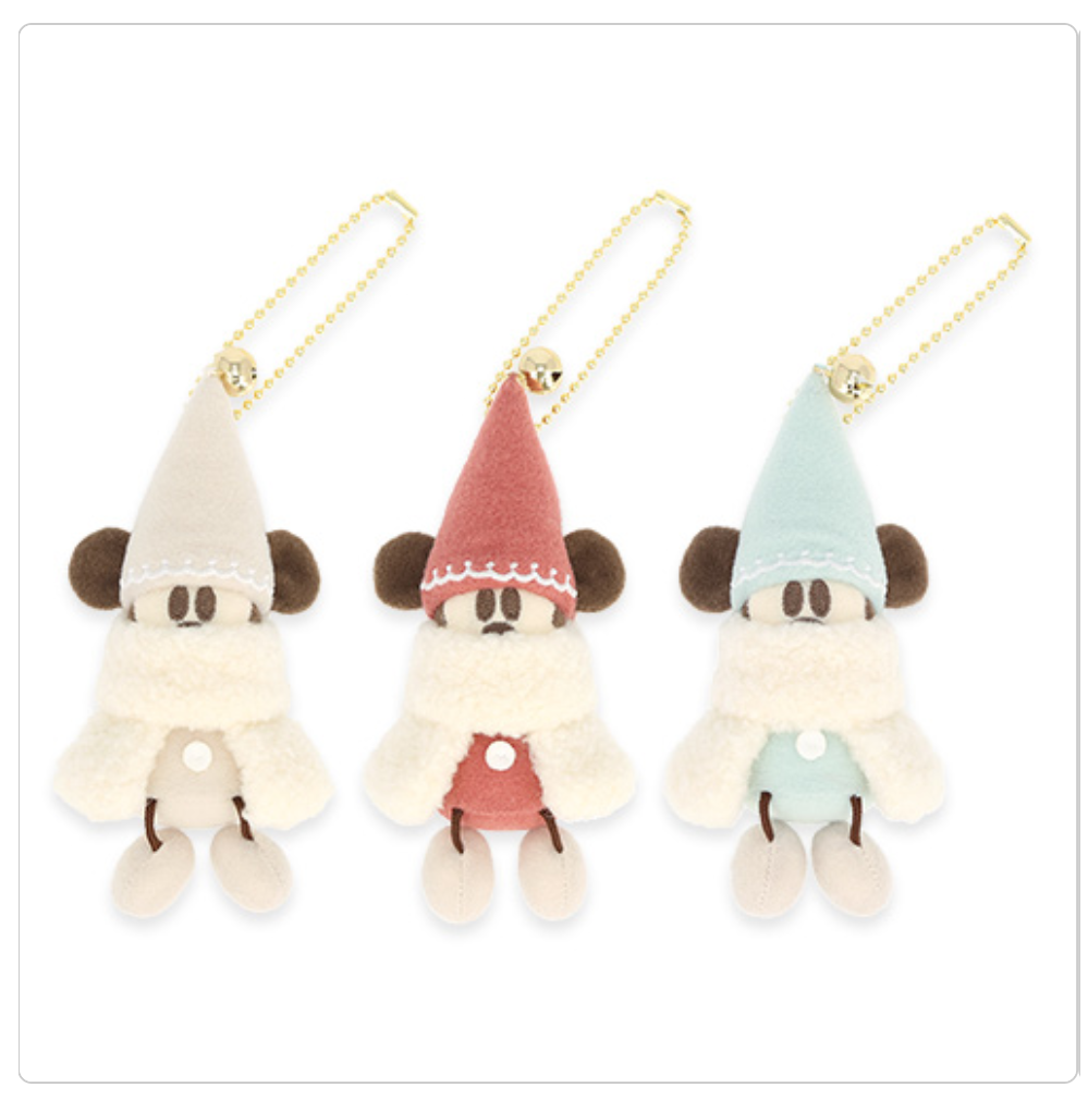 Preorder Reservation 2025 Tokyo Disney Christmas 3 Mickey Keychain badge plush set