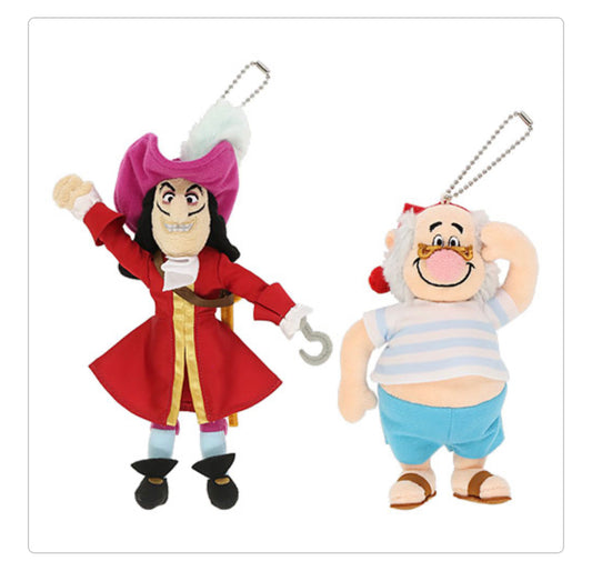 New TDR Captain Hook and Smee Badge Keychain Set