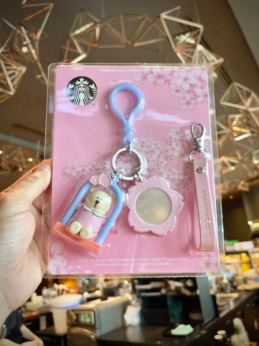Starbucks reserve Thailand Sakura keychain with mirror