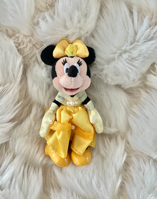 Tokyo Disney Minnie mouse beauty and the beast keychain plush badge