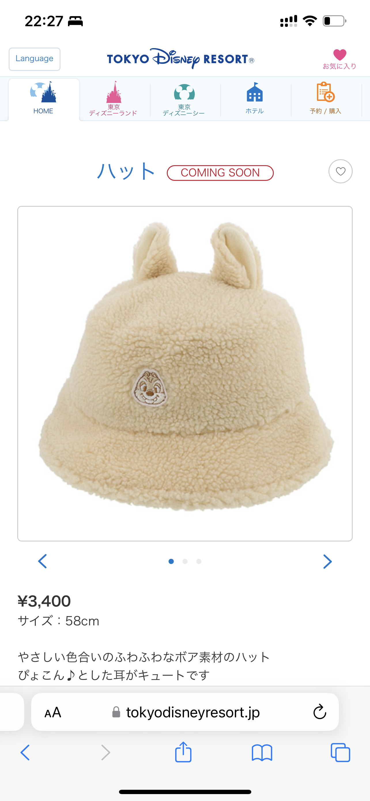 Tokyo Disney chip and dale Sherpa bucket hat