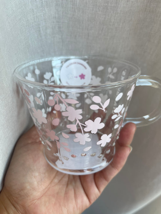 Starbucks Japan Sakura 2023 color changing cherry blossom glass mug