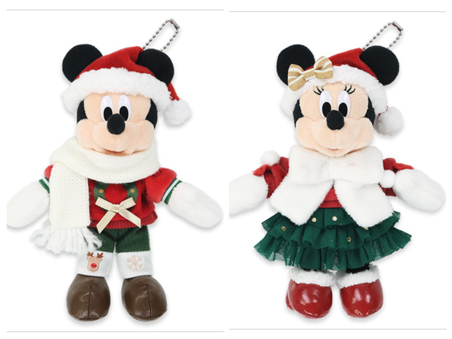 2025 Tokyo Disney Christmas Mickey and Minnie Keychain badge plush