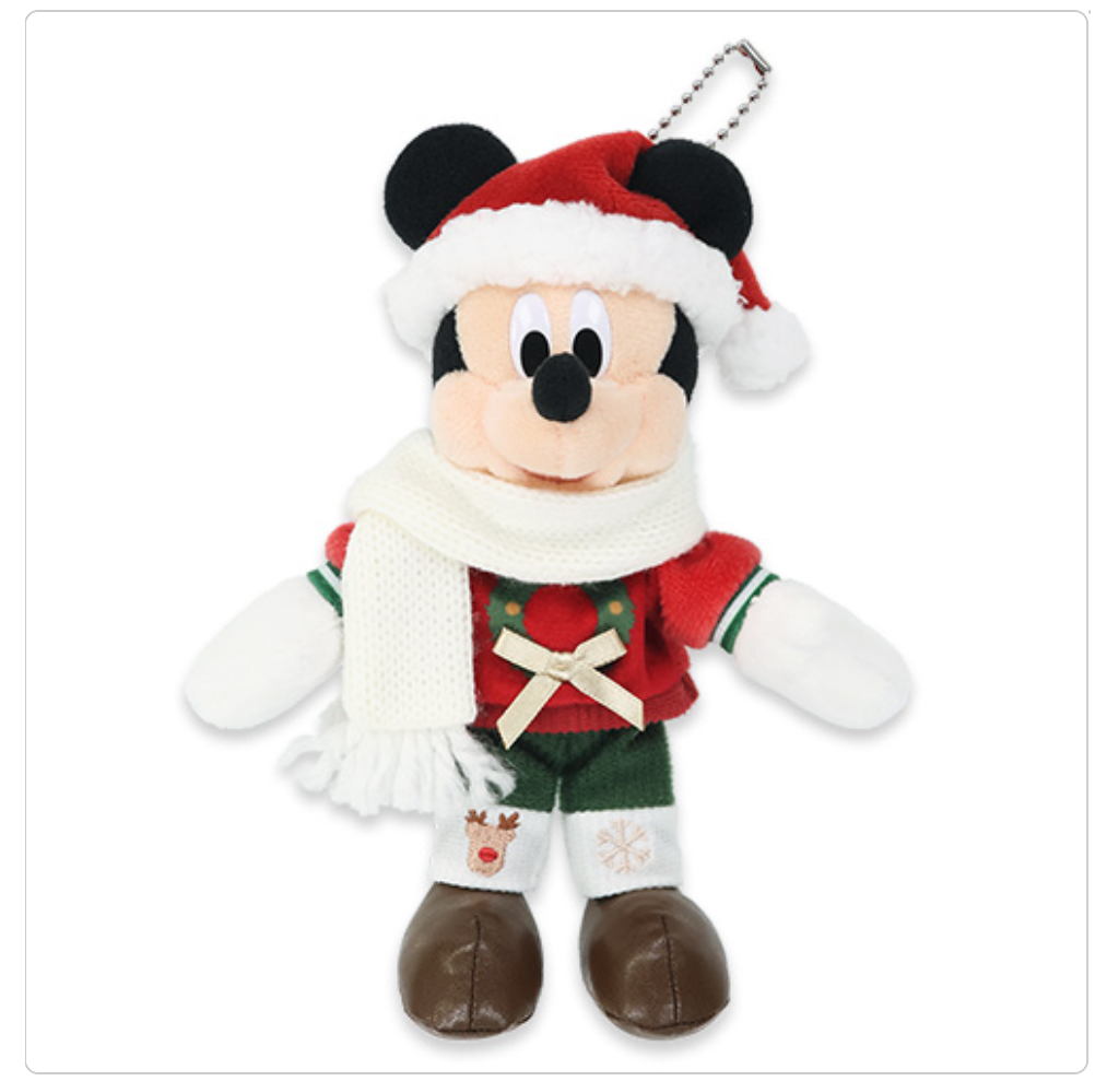 2025 Tokyo Disney Christmas Mickey and Minnie Keychain badge plush